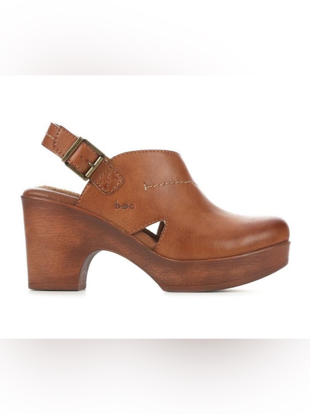 b.o.c. Tan Leather Slingback Clog Heels